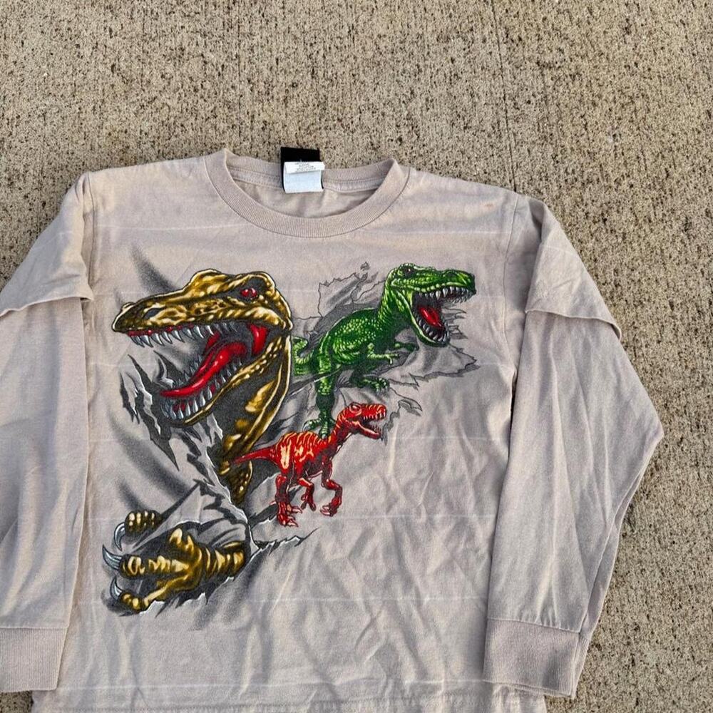 Vintage kids dino shirt vintage top heavy beige Y Large